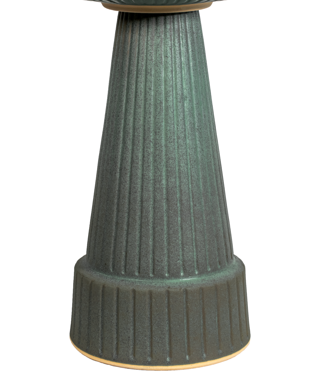 ceramic matte green glazed pedestal with vertical stripes